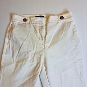Ann Taylor White Kick Crop Slacks Pants Latch Closure Pockets Preppy US 6 NWOT